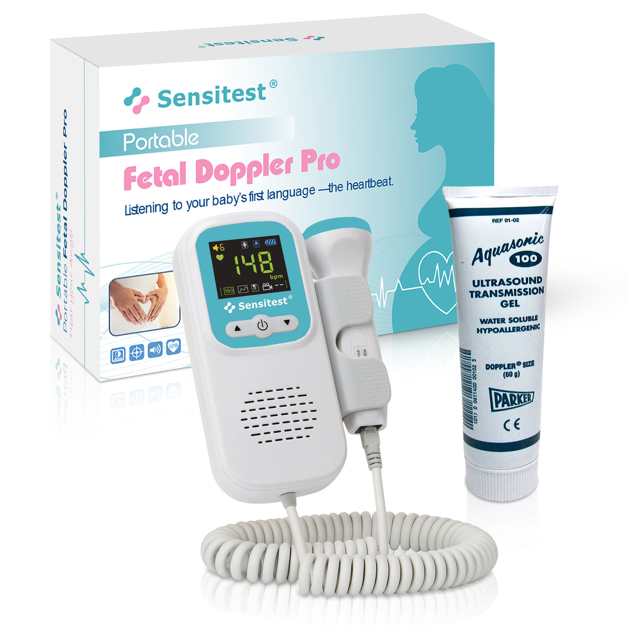 Sensitest Fetal Doppler – Baby-hartje monitor + Ultrasound Gel (1x)