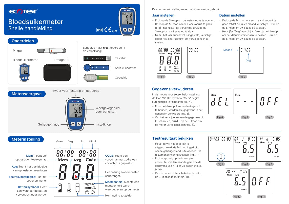 Bloedsuikermeter Compleet pakket met Teststrips en Lancetten