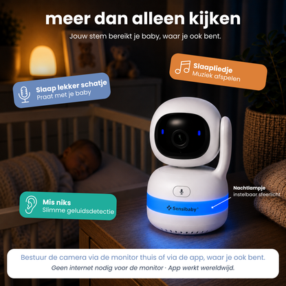 AI Nexura Babymonitor met Camera, App & LCD Scherm – 355° Draaibaar, AI Detectie & Gratis 64GB SD-Kaart