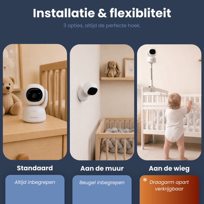 AI Nexura Babymonitor met Camera, App & LCD Scherm – 355° Draaibaar, AI Detectie & Gratis 64GB SD-Kaart