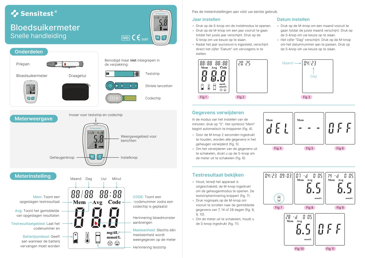 Sensitest Bloedsuikermeter compleet pakket met teststrips en lancetten