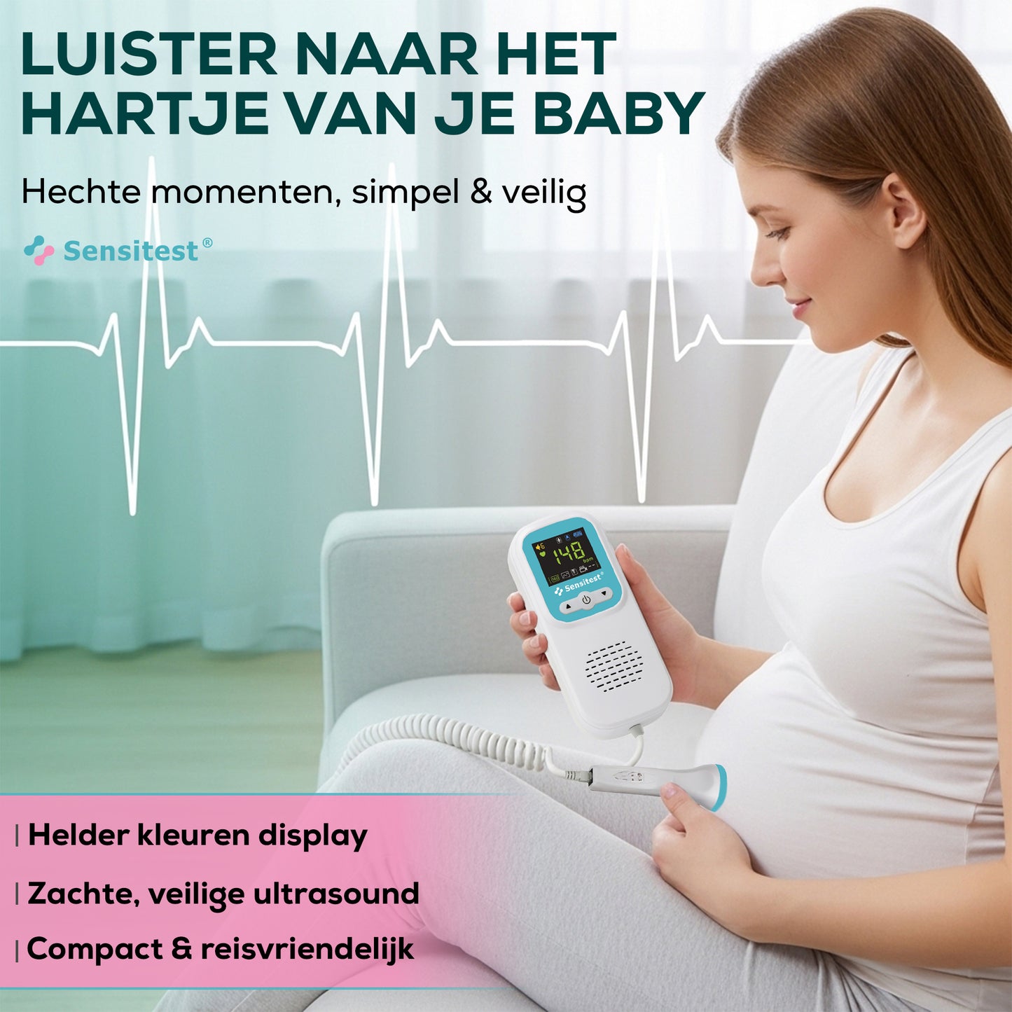 Sensitest Fetal Doppler Babyhartje Monitor + Ultrasound Gel (1x)