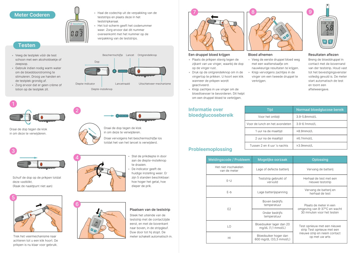 Sensitest Bloedsuikermeter compleet pakket met teststrips en lancetten