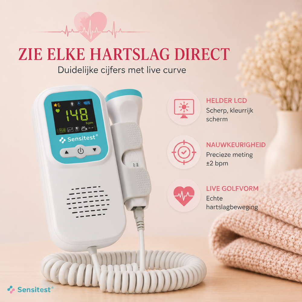 Sensitest Fetal Doppler Babyhartje Monitor – Inclusief Aquasonic Ultrasound Gel 60g