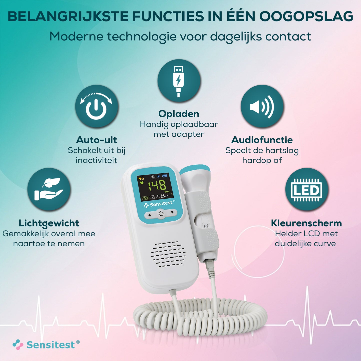 Sensitest Fetal Doppler Babyhartje Monitor + Ultrasound Gel (1x)