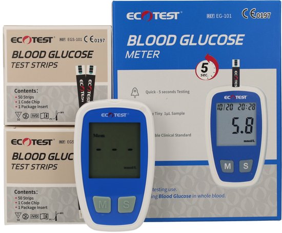 Bloedsuikermeter Compleet pakket met Teststrips en Lancetten
