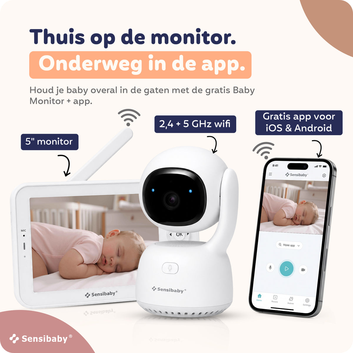 Slimme AI Camera met App, 355° Draaibaar, AI Detectie & Gratis 64GB SD-Kaart