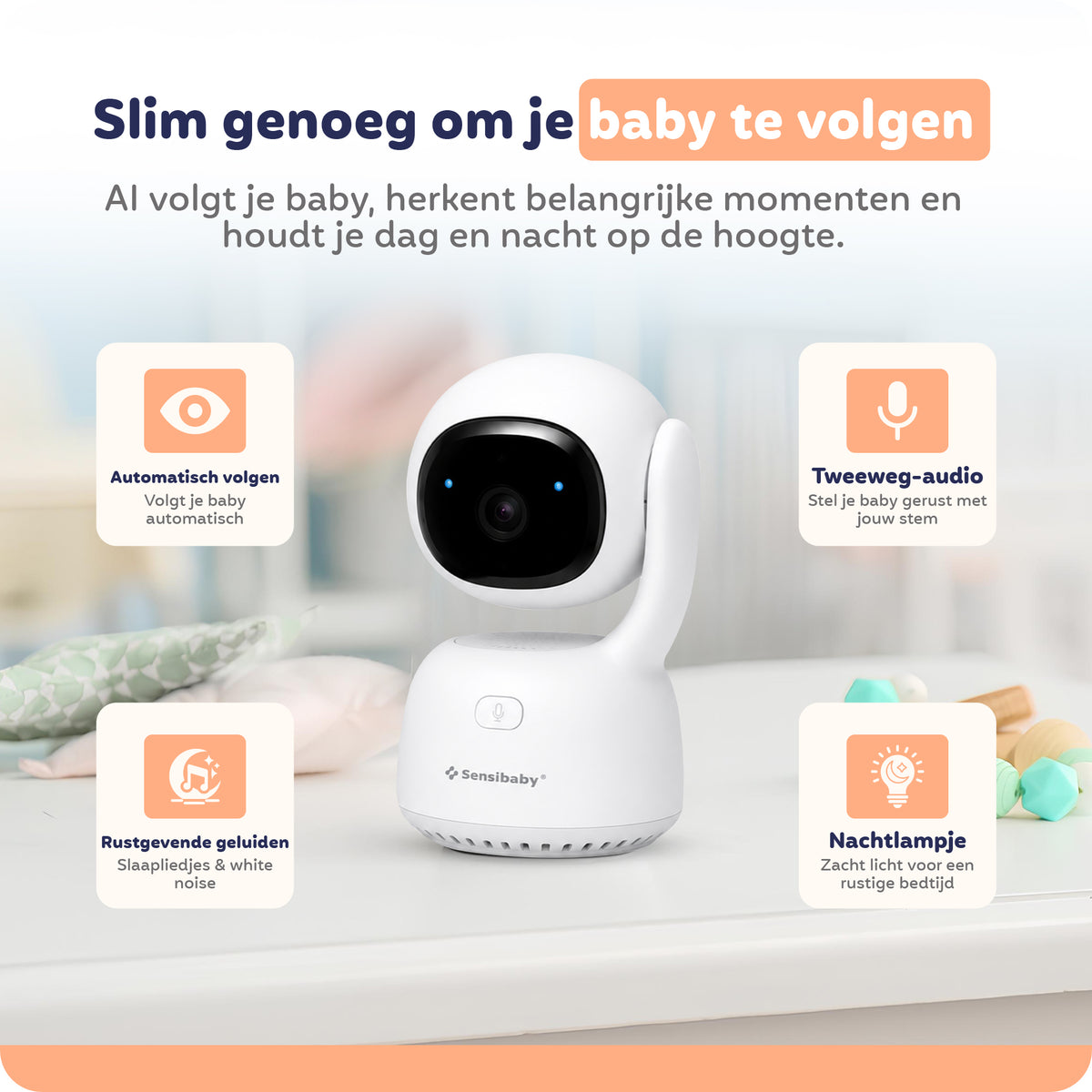 Slimme AI Camera met App, 355° Draaibaar, AI Detectie & Gratis 64GB SD-Kaart