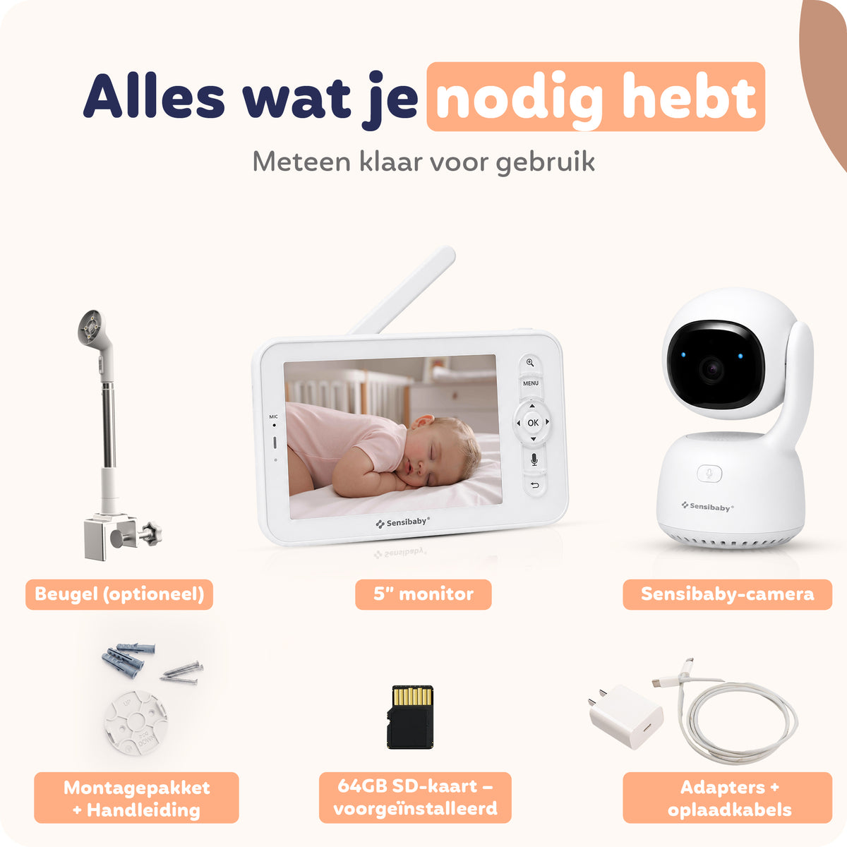 Slimme AI Camera met App, 355° Draaibaar, AI Detectie & Gratis 64GB SD-Kaart