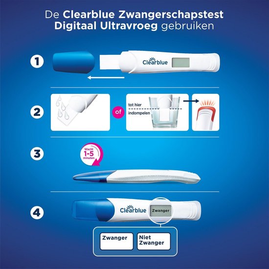 Clearblue Digitale Zwangerschapstest Ultravroeg – 1 Test – Tot 6 Dagen Vóór NOD