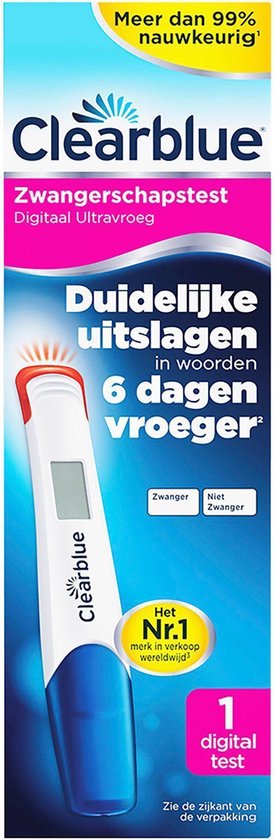 Clearblue Digitale Zwangerschapstest Ultravroeg – 1 Test – Tot 6 Dagen Vóór NOD
