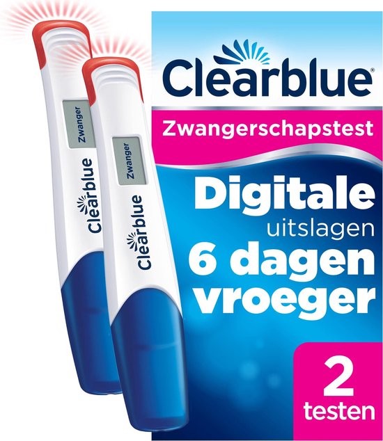 Clearblue Digitale Zwangerschapstest Ultravroeg – 2 Testen – Tot 6 Dagen Vóór NOD