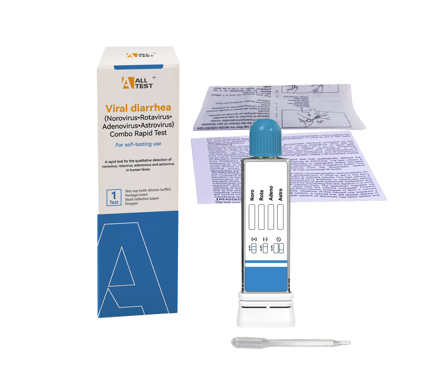 Virale Diarree Zelftest – Norovirus, Rotavirus, Adenovirus & Astrovirus Combitest