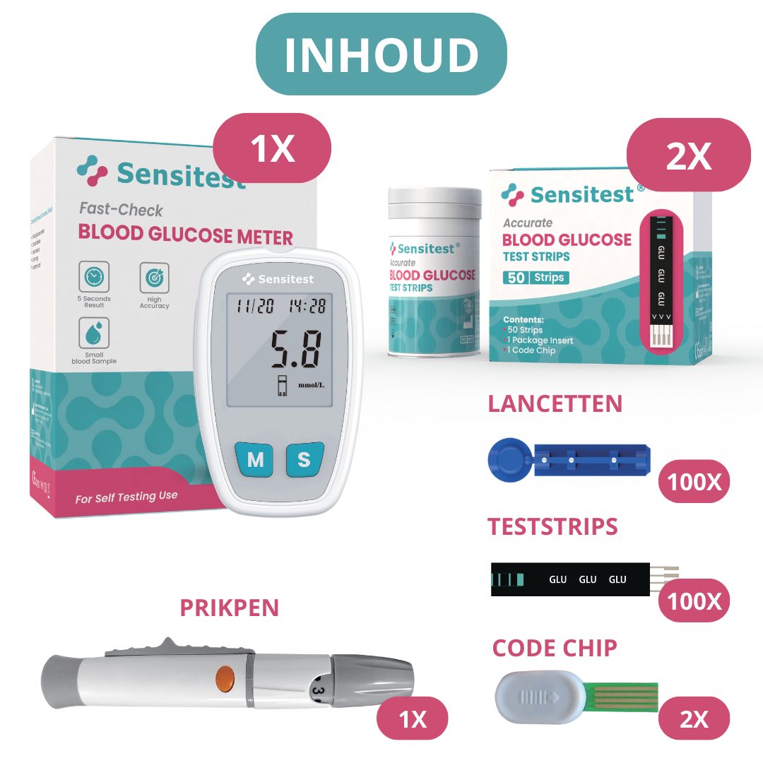 Sensitest Bloedsuikermeter Compleet pakket met Teststrips en Lancetten