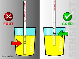 Doe de dipstick niet te diep in de urine.