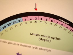 Lees de datum boven je cyclus-lengte